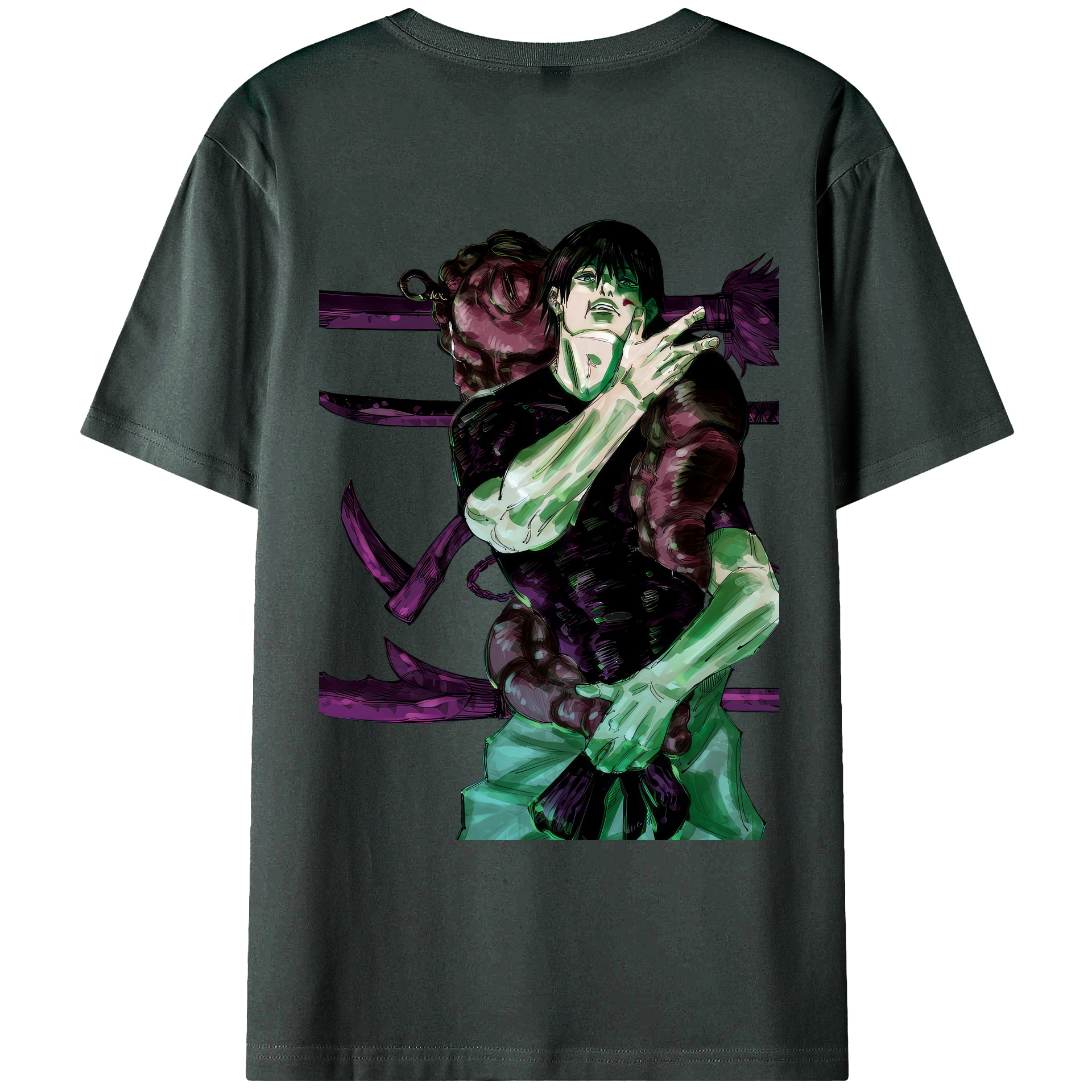 （画像用） 呪術廻戦 Jujutsu Kaisen 綿100％ メンズ半袖Tシャツ（バックプリント） 通気性